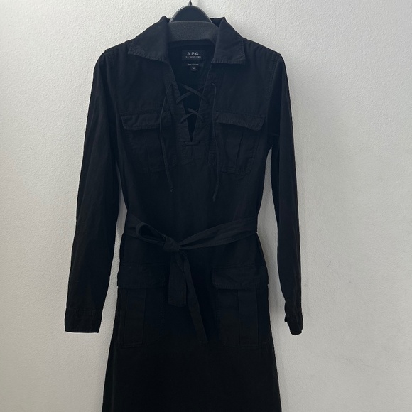 A.P.C. black dress with lace up collar Sz.34 - Picture 1 of 5